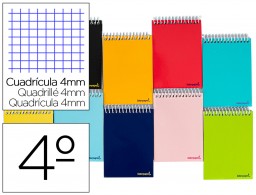 Cuaderno espiral Liderpapel Smart 4º apaisado tapa blanda 80h 60g c/4mm. colores surtidos